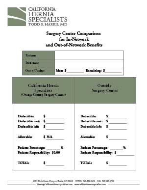 In and Out of Newtork comparison form