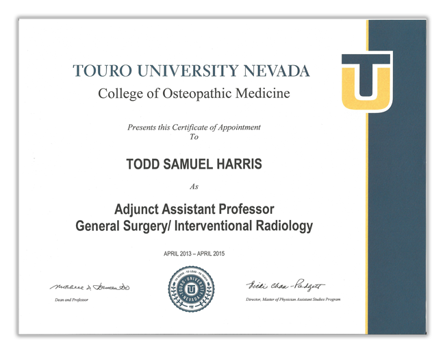 Touro University Professor Certificate